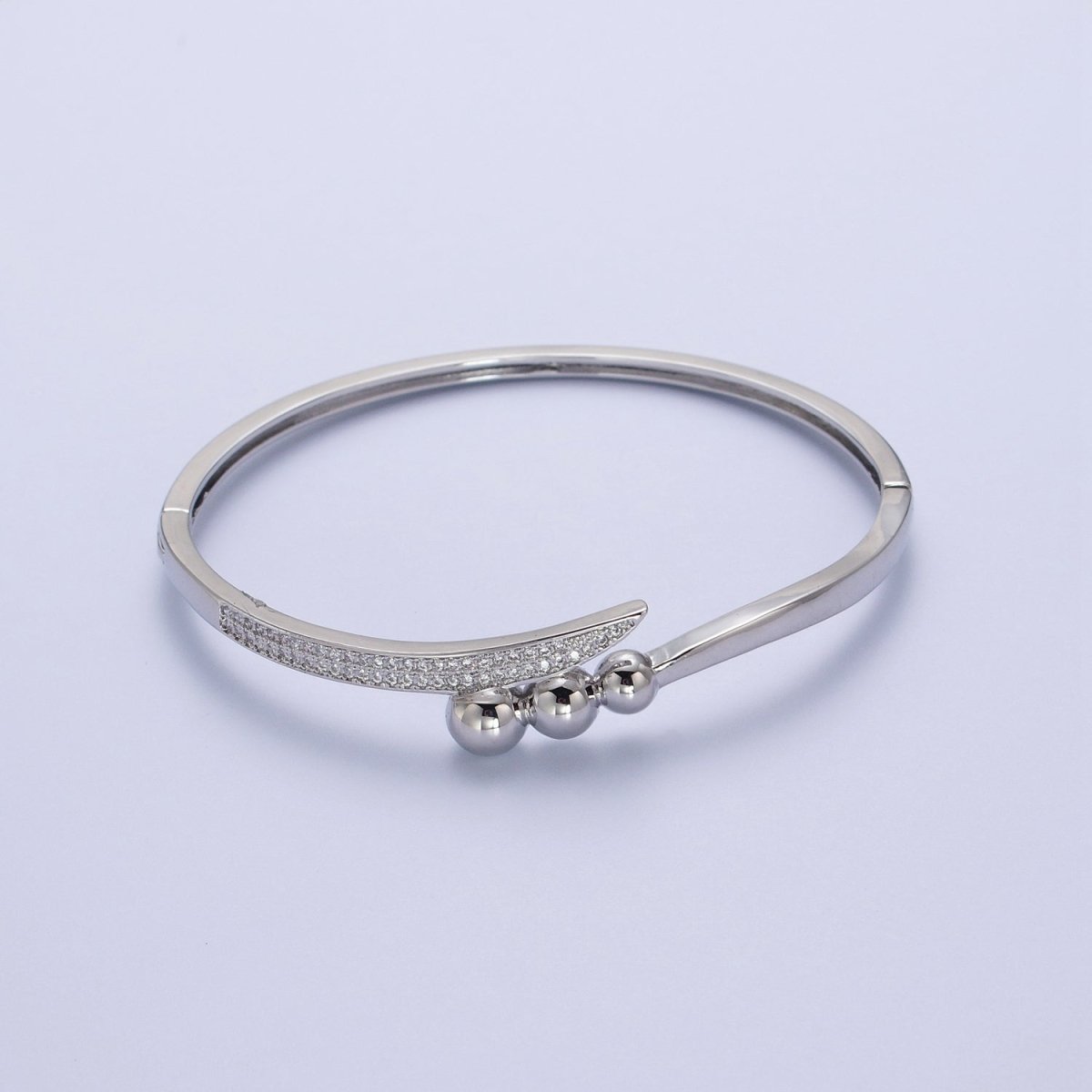 Clear Micro Paved CZ Rounded Beaded Bubble Ball Bangle Bracelet in Gold & Silver | WA-1515 WA-1516 Clearance Pricing