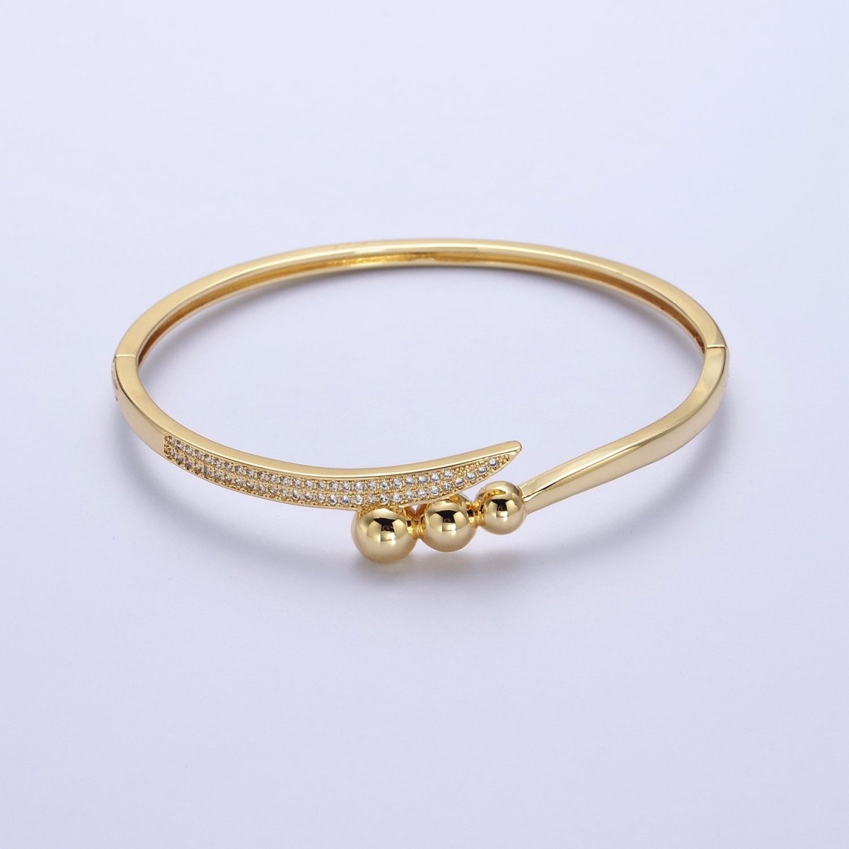 Clear Micro Paved CZ Rounded Beaded Bubble Ball Bangle Bracelet in Gold & Silver | WA-1515 WA-1516 Clearance Pricing