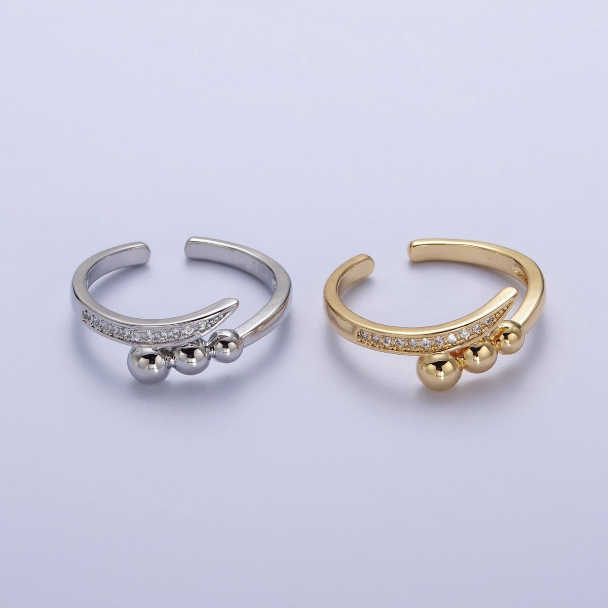 Clear Micro Paved CZ Rounded Beaded Bubble Ball Ring in Gold & Silver | O-246 O-247