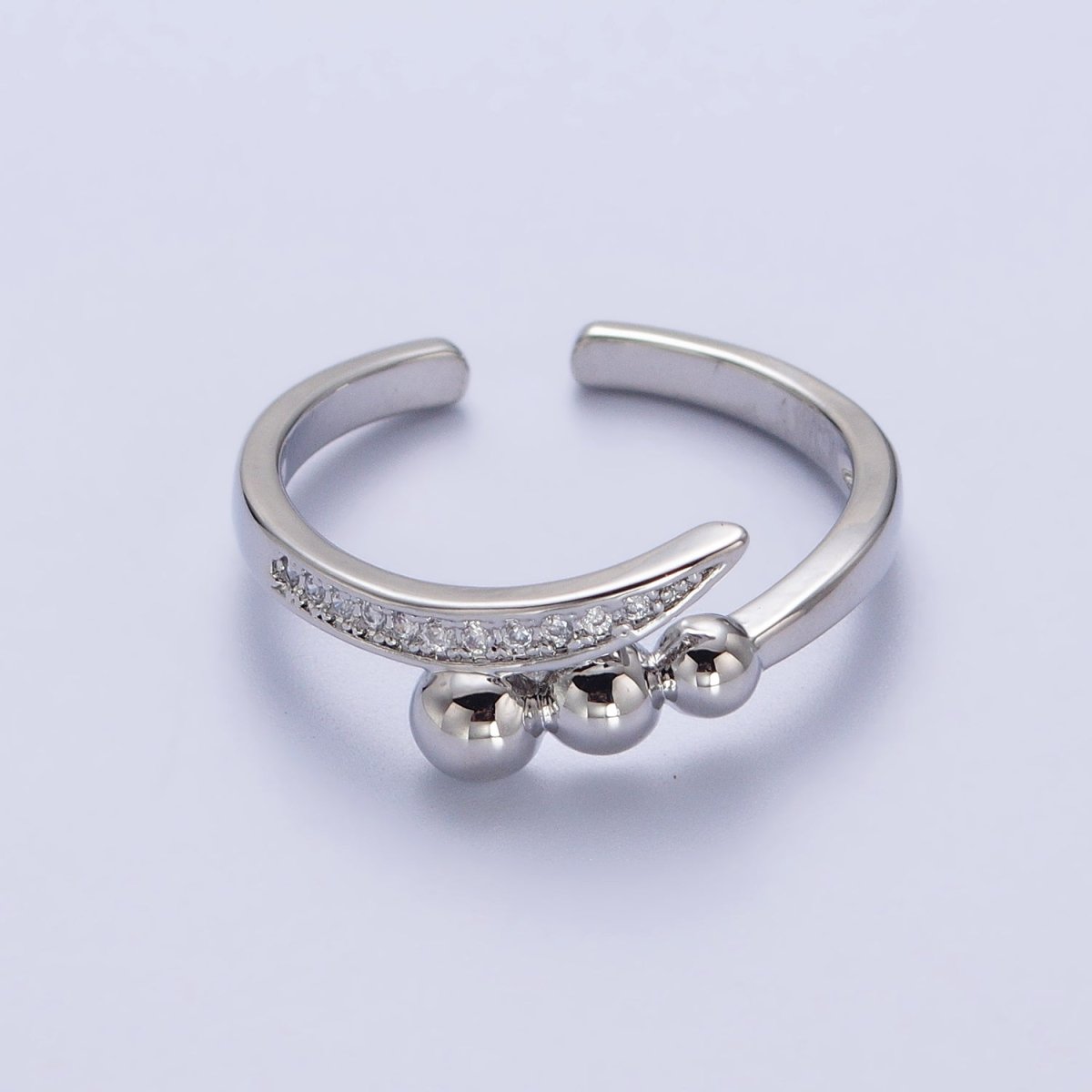 Clear Micro Paved CZ Rounded Beaded Bubble Ball Ring in Gold & Silver | O-246 O-247