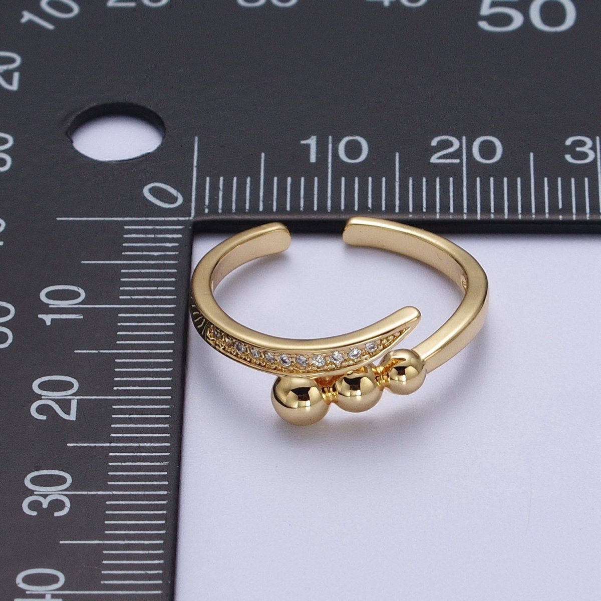 Clear Micro Paved CZ Rounded Beaded Bubble Ball Ring in Gold & Silver | O-246 O-247