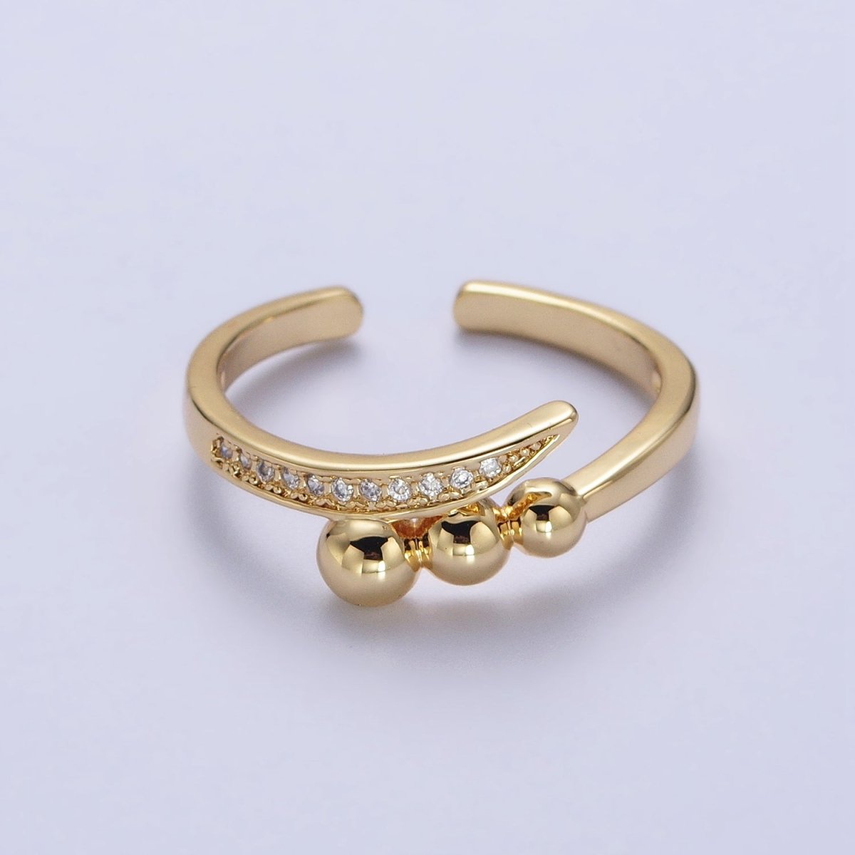 Clear Micro Paved CZ Rounded Beaded Bubble Ball Ring in Gold & Silver | O-246 O-247