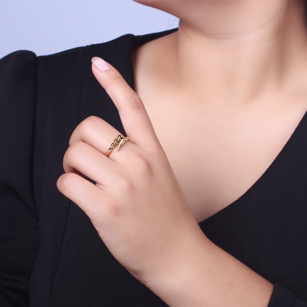 Clear Micro Paved CZ Rounded Beaded Bubble Ball Ring in Gold & Silver | O-246 O-247