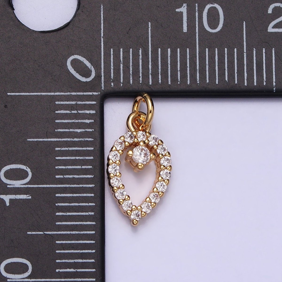 Clear Micro Paved CZ Teardrop Mini Open Add-On Charm in Gold & Silver | AC639 AC640