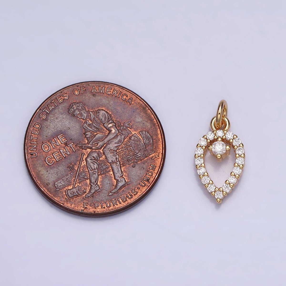 Clear Micro Paved CZ Teardrop Mini Open Add-On Charm in Gold & Silver | AC639 AC640