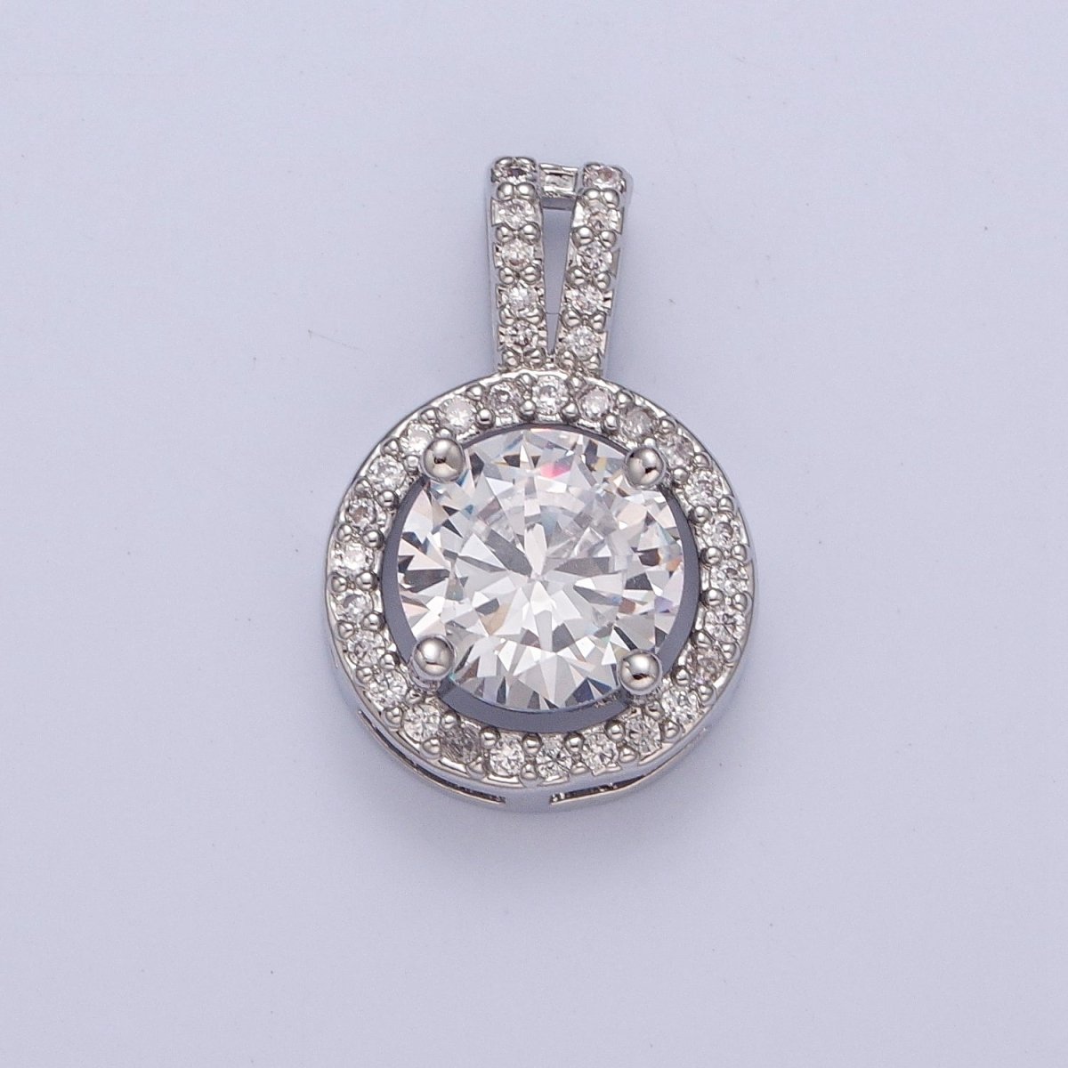 Clear Pendant Necklace for Women, Classic Round Pendant Necklace with Clear Cubic Zirconia Stones for Women X-336 X-337