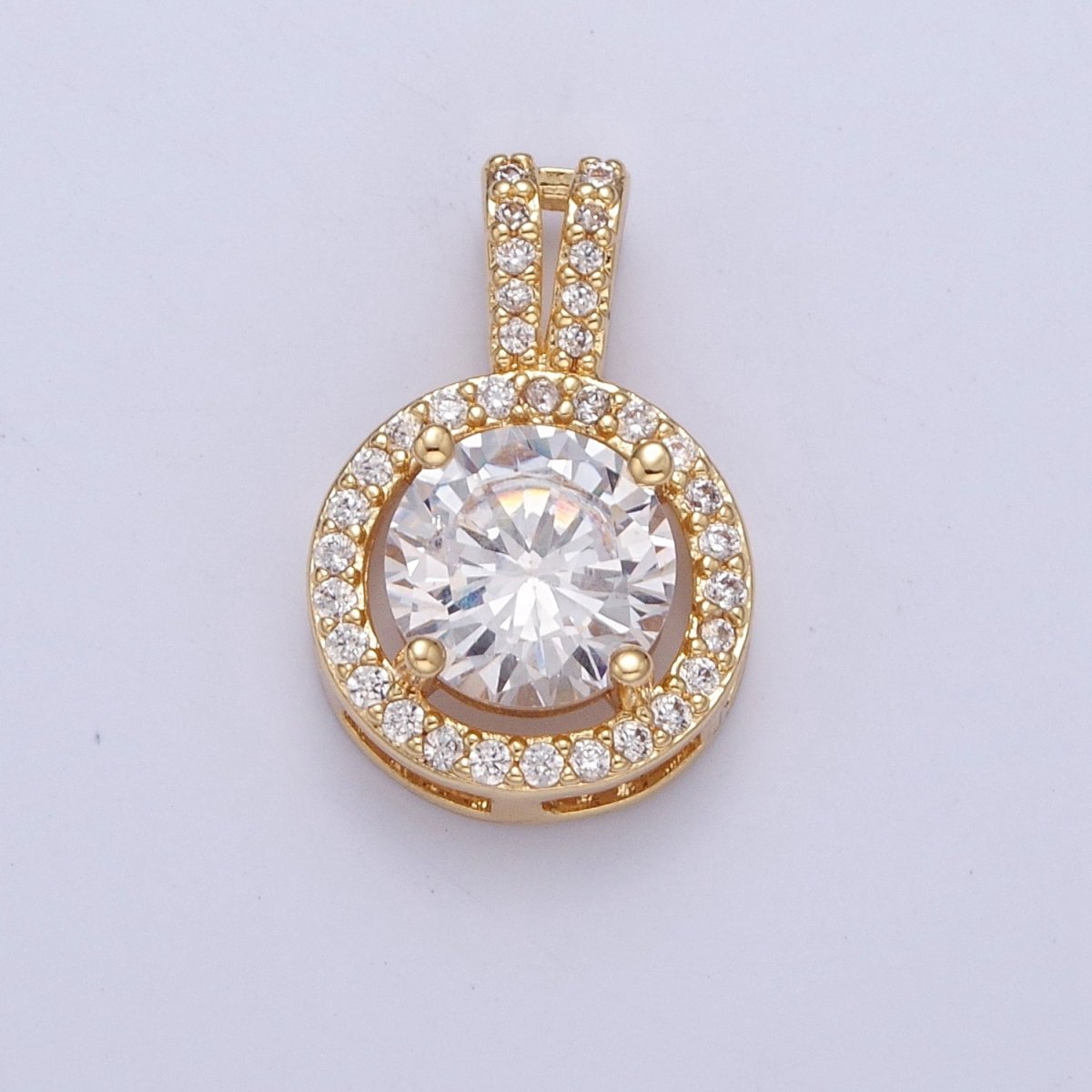Clear Pendant Necklace for Women, Classic Round Pendant Necklace with Clear Cubic Zirconia Stones for Women X-336 X-337