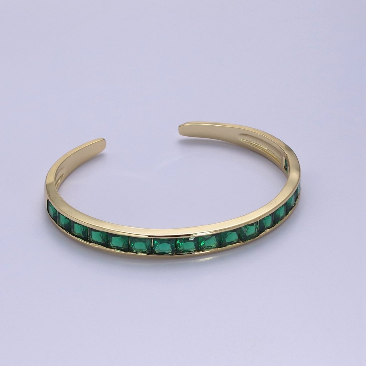 Purple, Green, Pink Open Cuff Bracelet - CZ bangle gold bangle Adjustable Bracelet | WA-701 to WA-704 Clearance Pricing