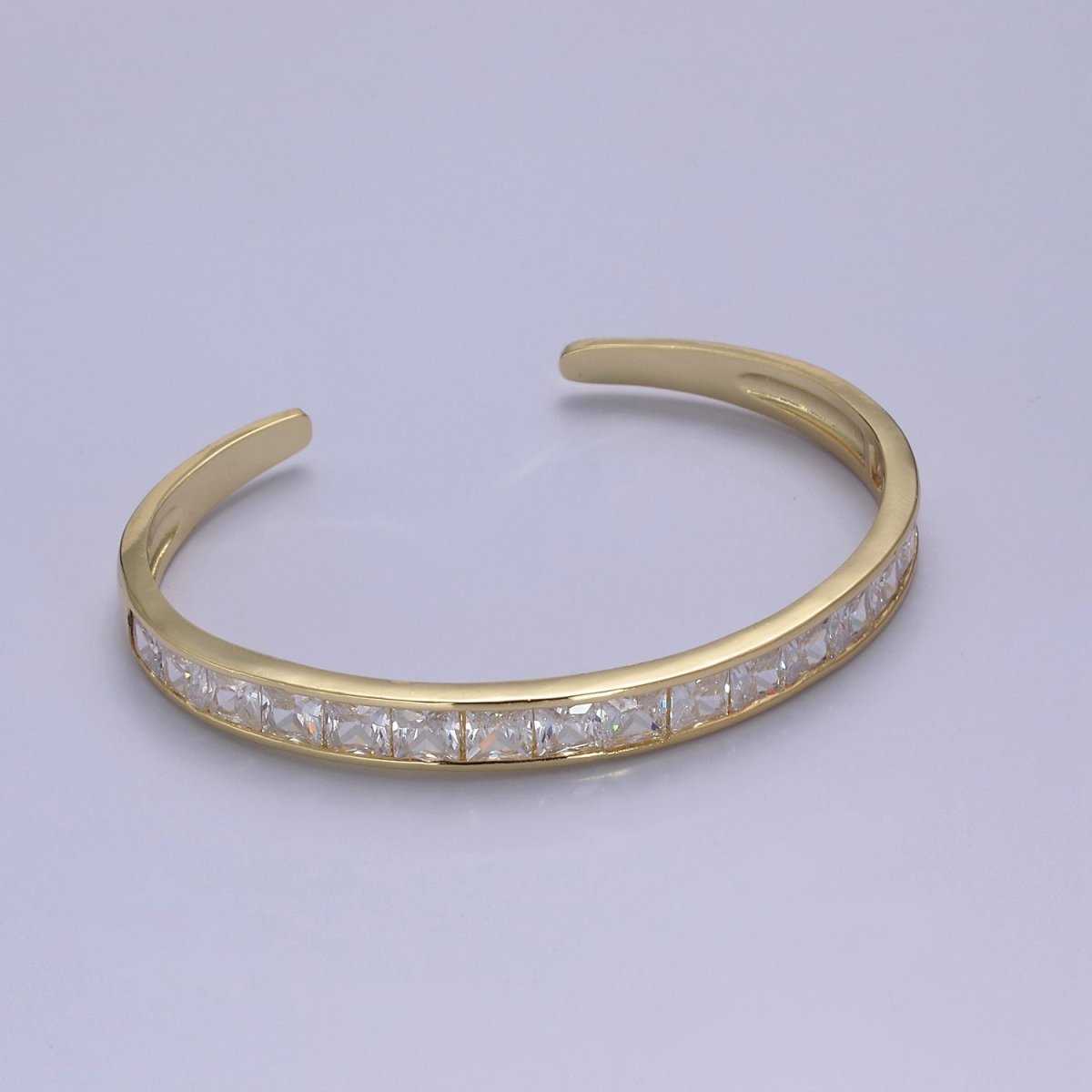 Purple, Green, Pink Open Cuff Bracelet - CZ bangle gold bangle Adjustable Bracelet | WA-701 to WA-704 Clearance Pricing