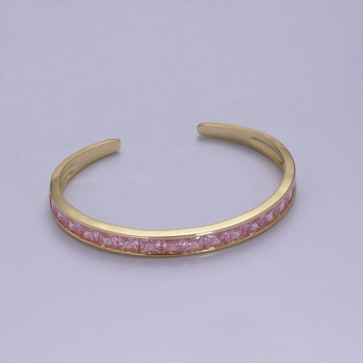 Purple, Green, Pink Open Cuff Bracelet - CZ bangle gold bangle Adjustable Bracelet | WA-701 to WA-704 Clearance Pricing