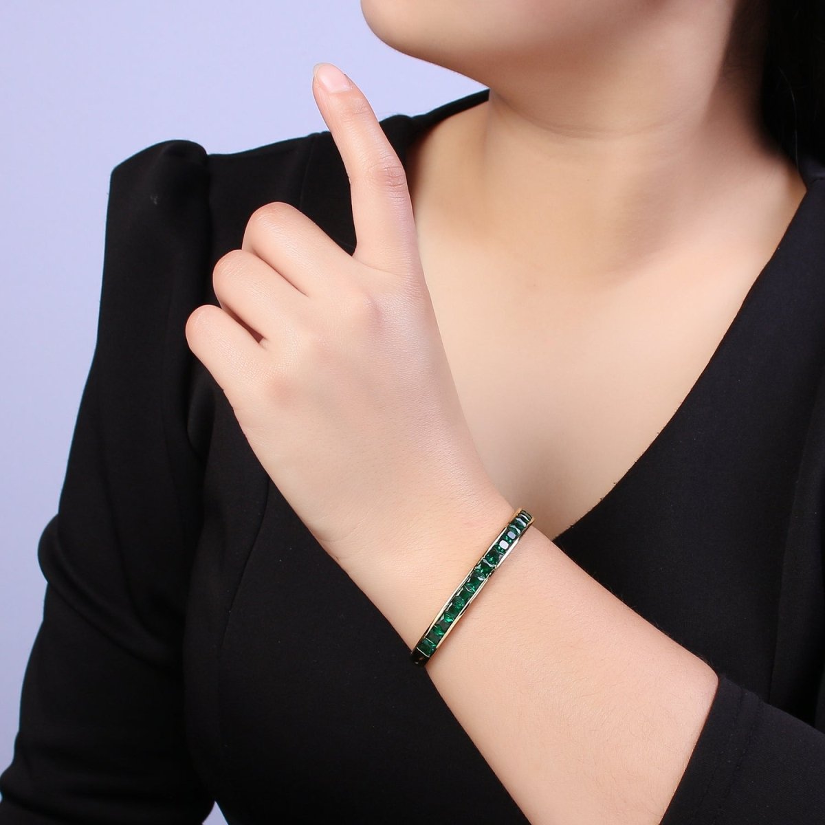 Purple, Green, Pink Open Cuff Bracelet - CZ bangle gold bangle Adjustable Bracelet | WA-701 to WA-704 Clearance Pricing