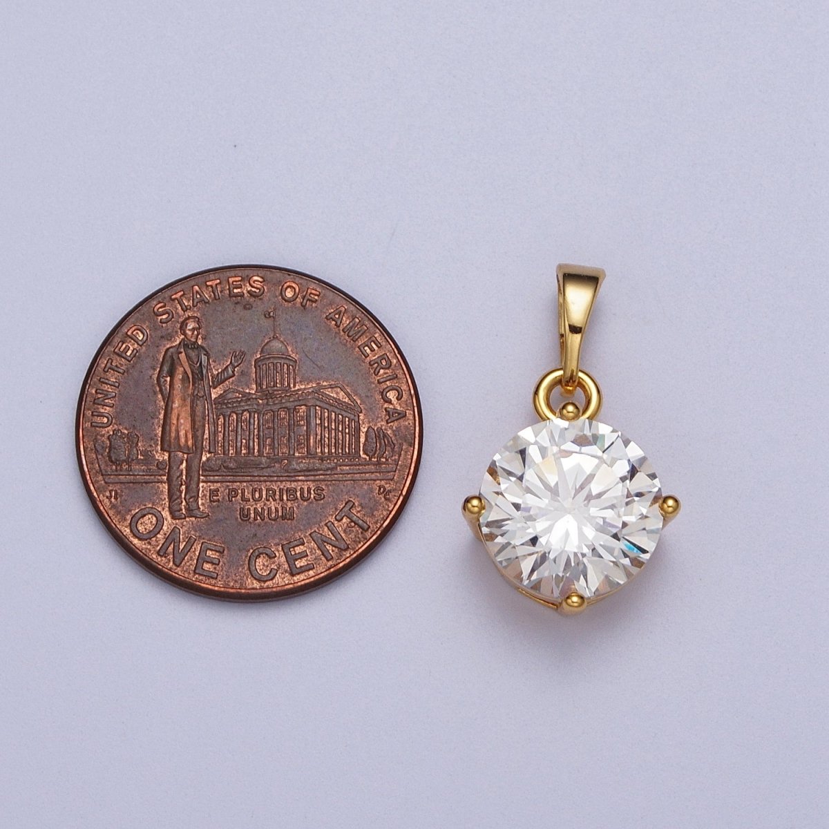 Clear Round Cubic Zirconia CZ Solitaire Pendant | AA018 - DLUXCA