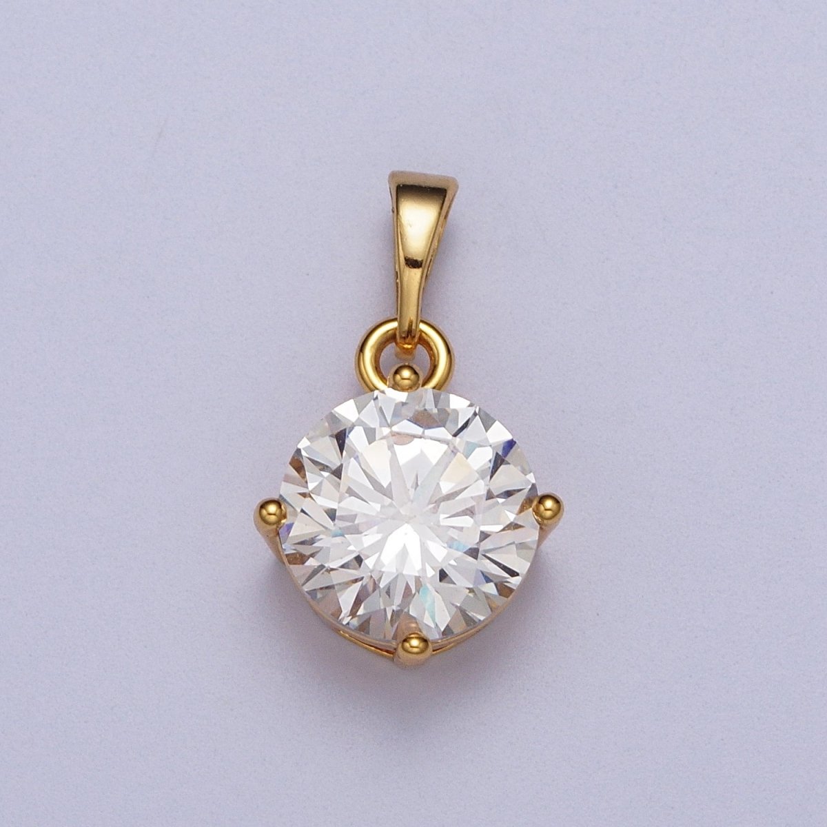 Clear Round Cubic Zirconia CZ Solitaire Pendant | AA018 - DLUXCA