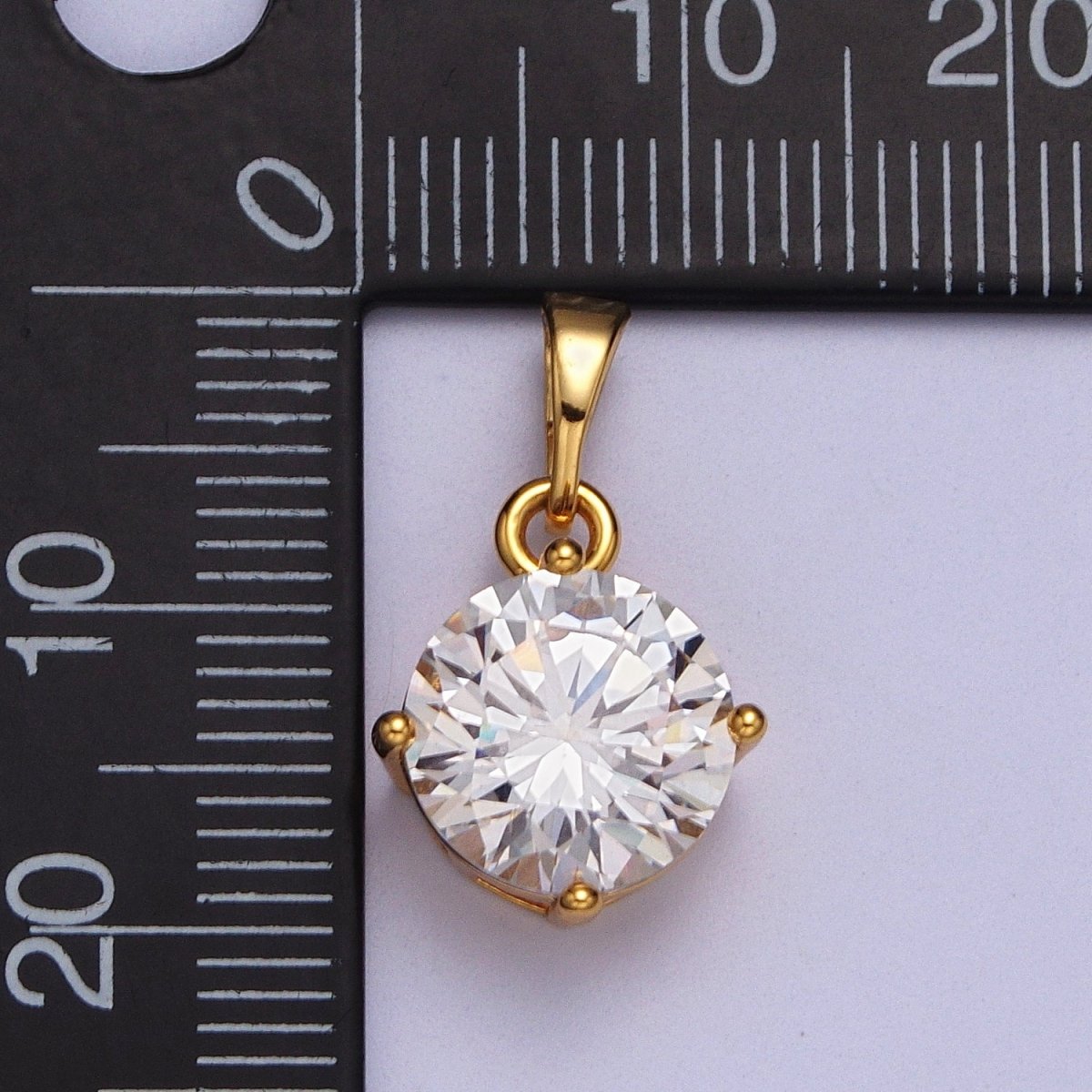 Clear Round Cubic Zirconia CZ Solitaire Pendant | AA018 - DLUXCA