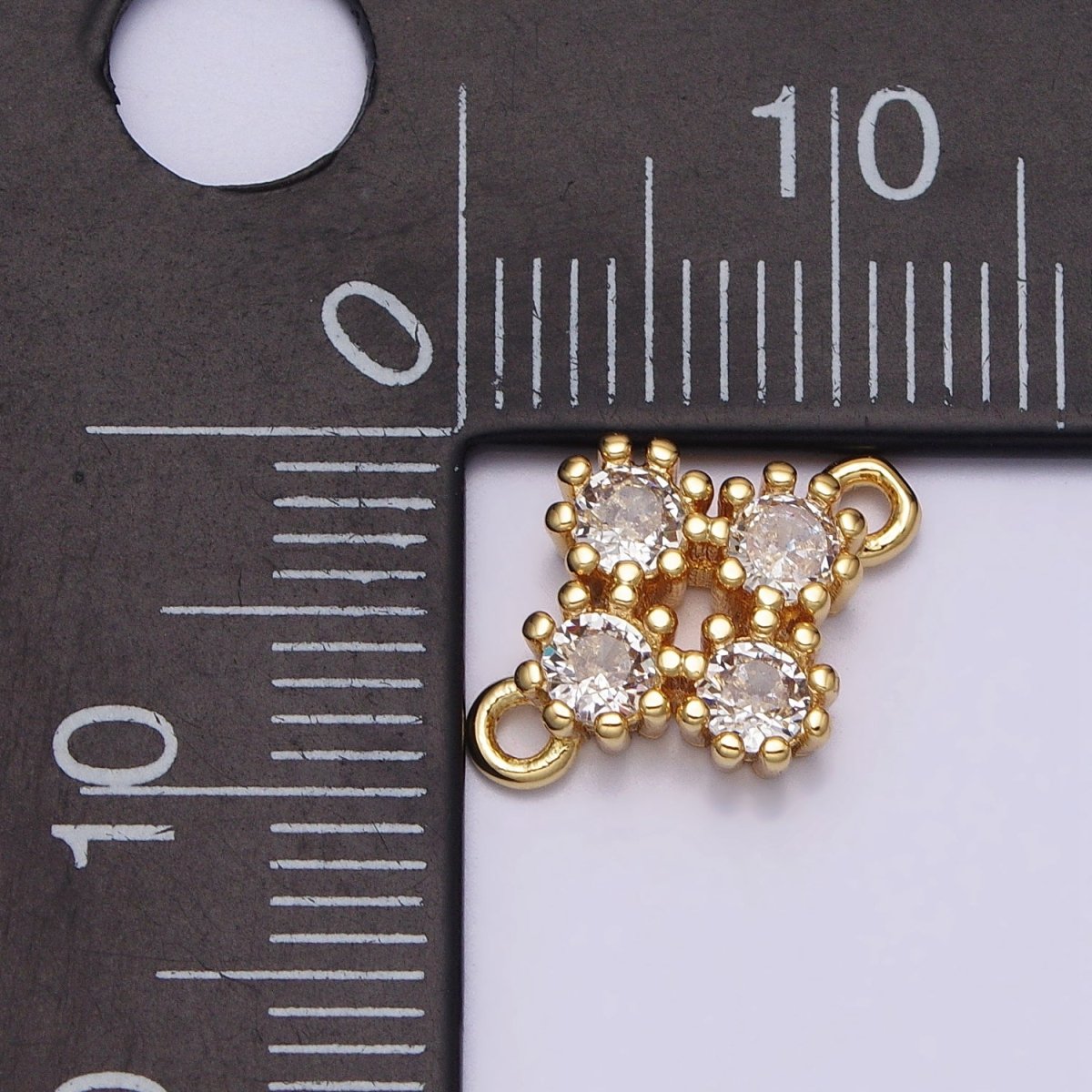 Clear Round CZ Quatrefoil Minimalist Connector | AA803 - DLUXCA