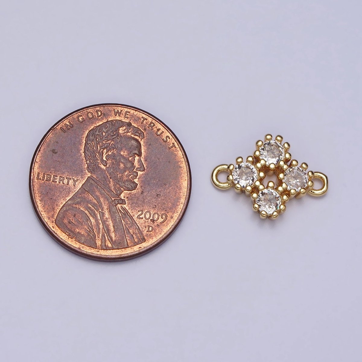 Clear Round CZ Quatrefoil Minimalist Connector | AA803 - DLUXCA