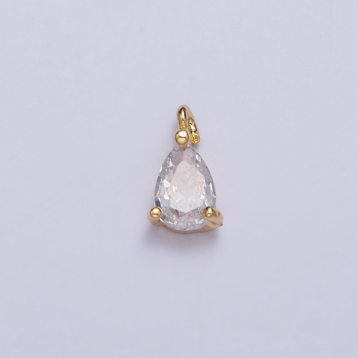 Clear Teardrop CZ Minimalist Add-On Charm in Gold & Silver | AC125