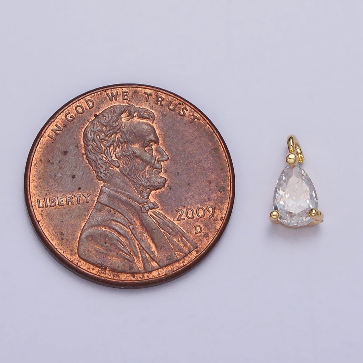 Clear Teardrop CZ Minimalist Add-On Charm in Gold & Silver | AC125