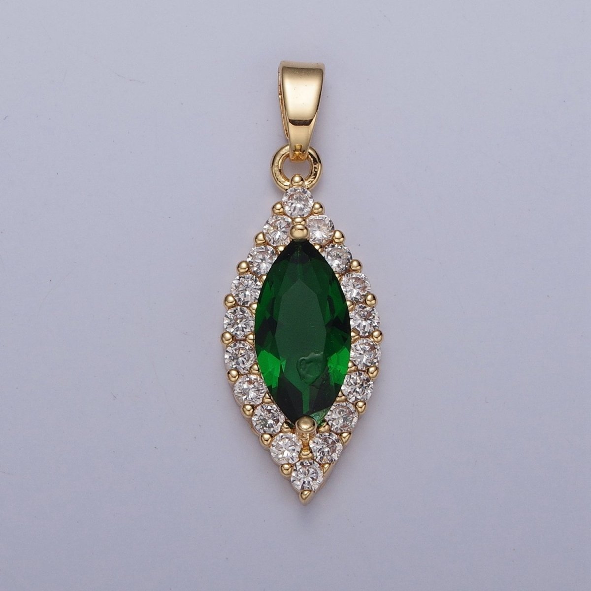 Clear, Yellow, Green, Red, Pink Marquise Eye Shape Pendant Diamond Pave Pendant | X-342-X-345 X-672