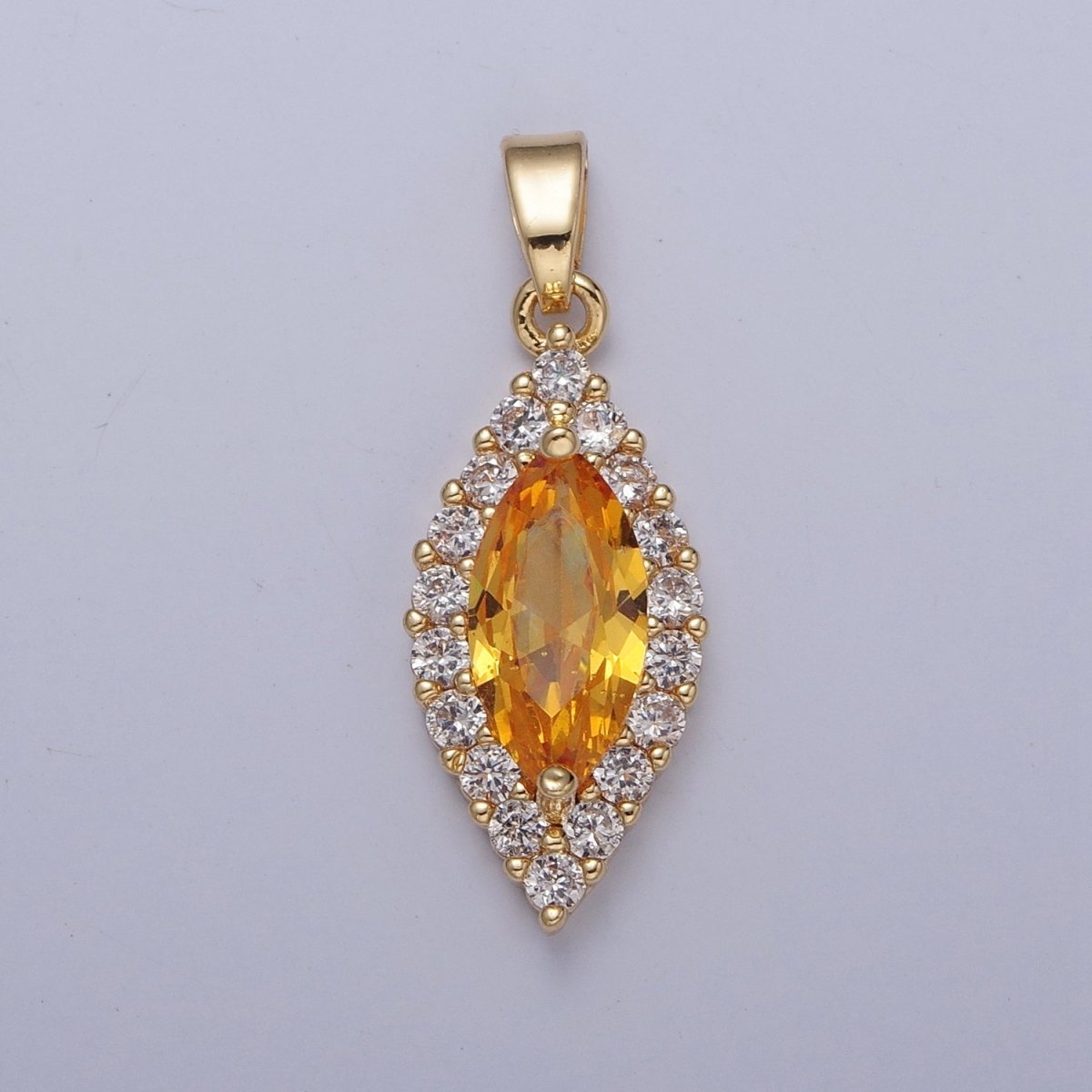 Clear, Yellow, Green, Red, Pink Marquise Eye Shape Pendant Diamond Pave Pendant | X-342-X-345 X-672