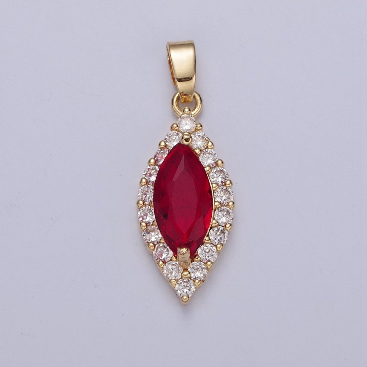 Clear, Yellow, Green, Red, Pink Marquise Eye Shape Pendant Diamond Pave Pendant | X-342-X-345 X-672