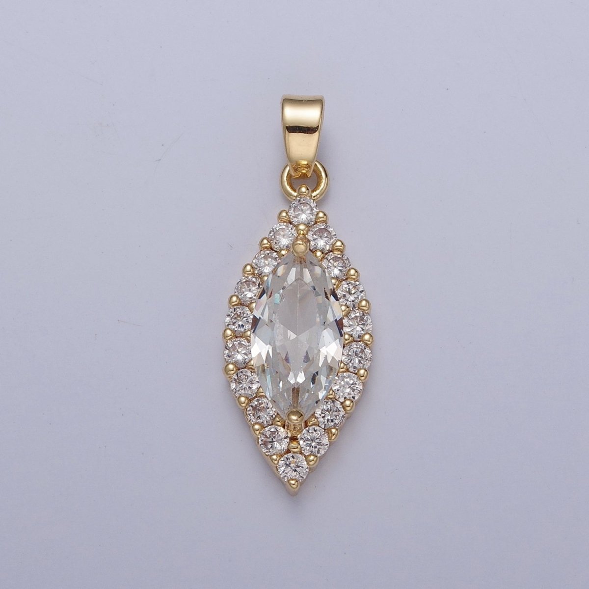 Clear, Yellow, Green, Red, Pink Marquise Eye Shape Pendant Diamond Pave Pendant | X-342-X-345 X-672