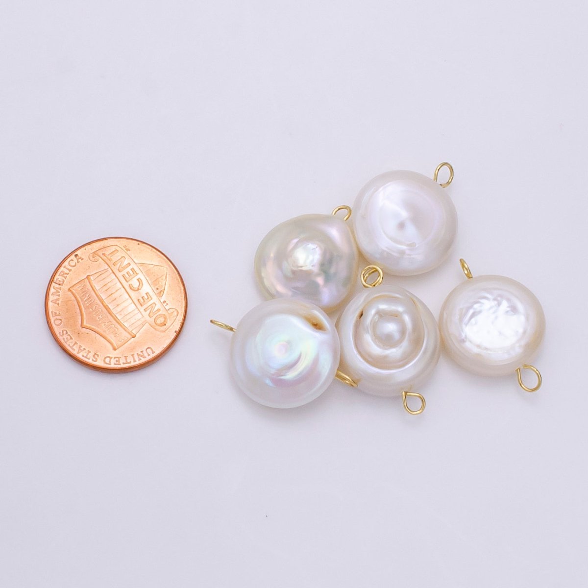 Clearance! 1x Freeform Natural Button Pearl Charm Connector White Fresh Pearl Charm 14K Gold Filled For Bridal Necklace Earring Bracelet Jewelry Making P-1792 - DLUXCA