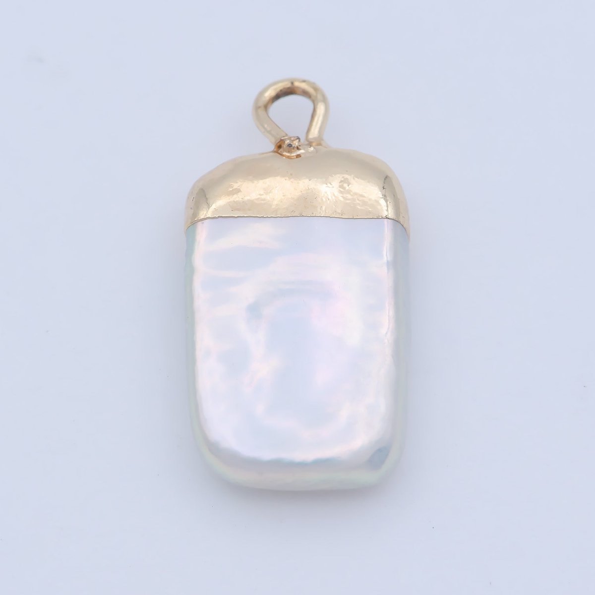Clearance! Freeform Rectangle Shape Baroque Pearl Charm with 18k Light Gold Plated Edge for Necklace Anklet Bracelet Earring Charm Supplies 19mmx9mm P-1808