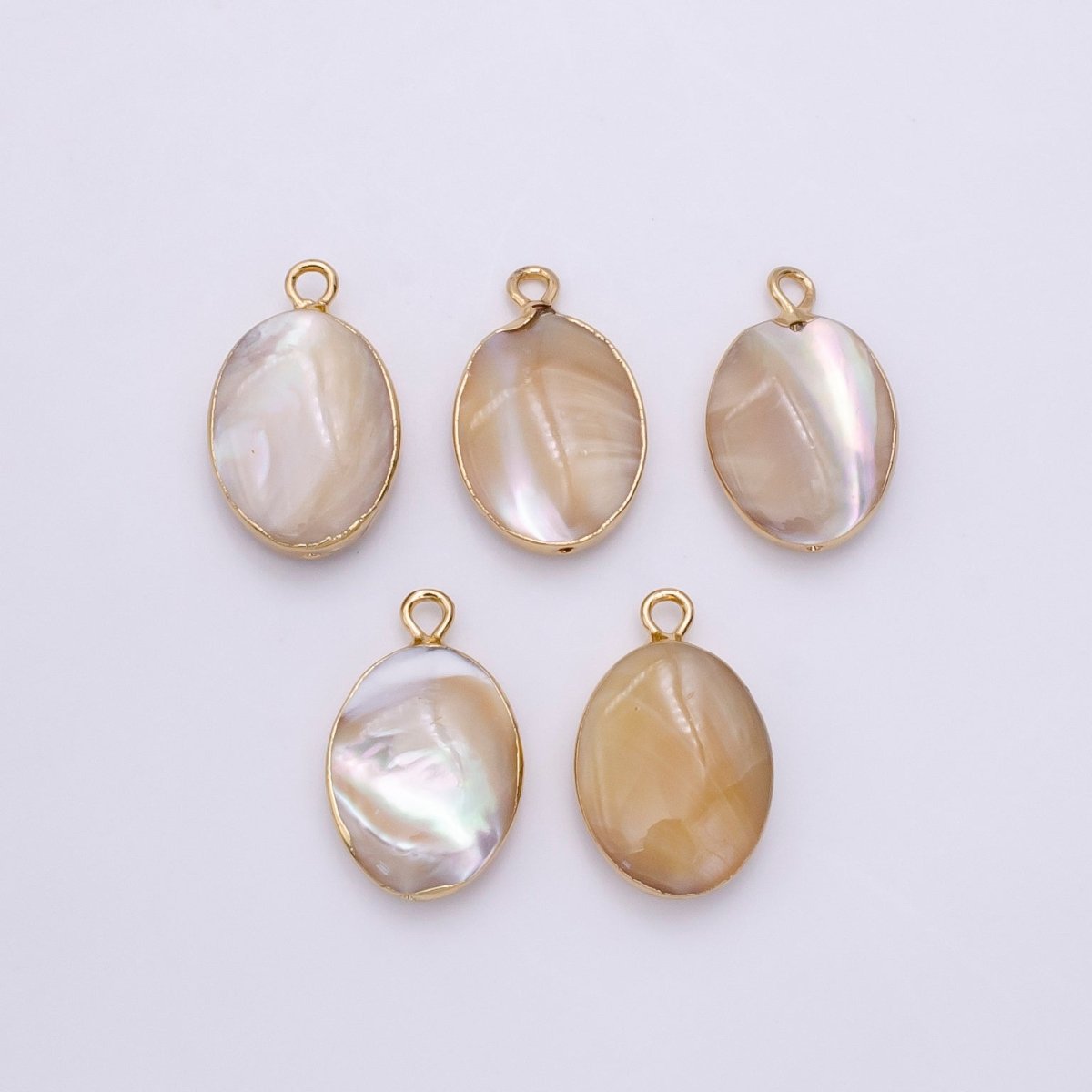 Clearance! Fresh Water Freeform Pearl Oval Ellipse Pearl Charm Pendant with 18k Gold Electroplated Edge Charm Bracelet Anklet Necklace 21mmx14mm P-1766