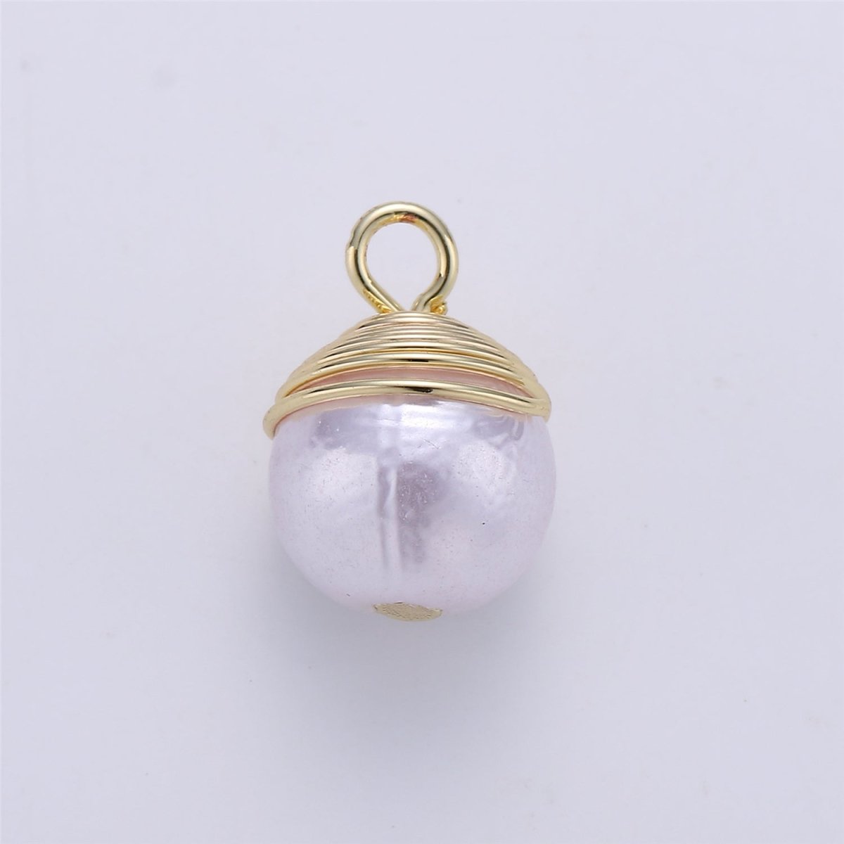 Clearance! Gold Hand Wired Faux Pearl Pendant for DIY Necklace E-494