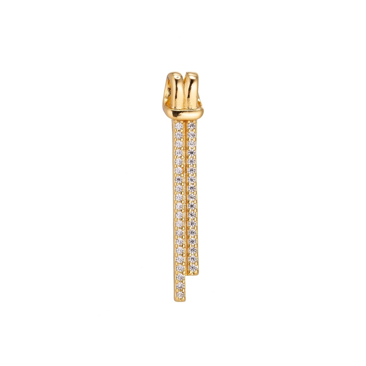 Clearance! 24K Gold Filled Knot Micro Paved CZ Linear Charm in Gold & Silver | H936