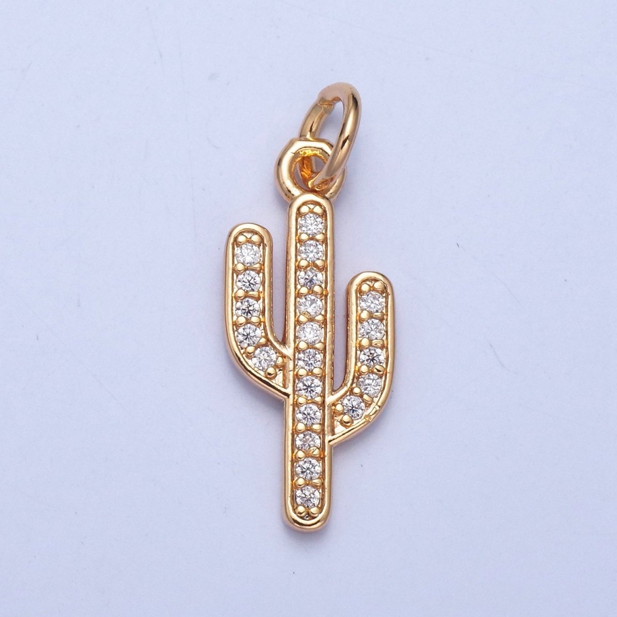 Clear/Green Micro Pave Cactus Charm, Desert Plant For Jewelry Making X-036 X-037