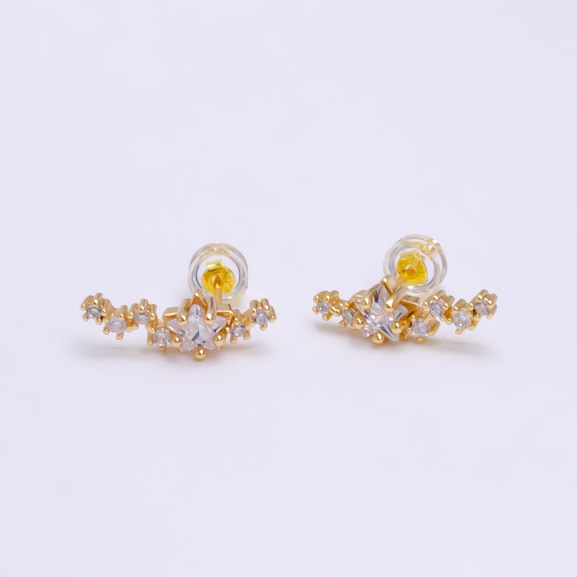 Climber Star Stud Earrings, Crystal Encrusted, Wedding Earrings, Celestial Stud Earrings, bridesmaids earring, Bridal Earrings V-080