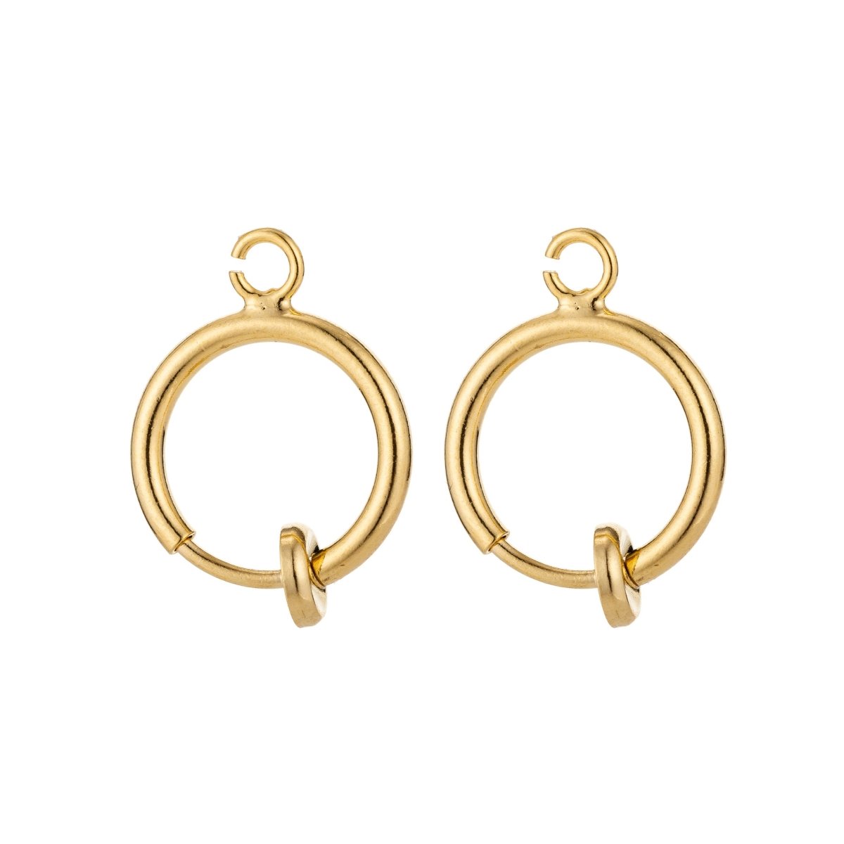 Clip On Earrings Gold Filled / White Gold Earring 12mm No Piercing Hoop Small Spring Clip on Earrings Ear Cuff One Touch open link L-508~L-511