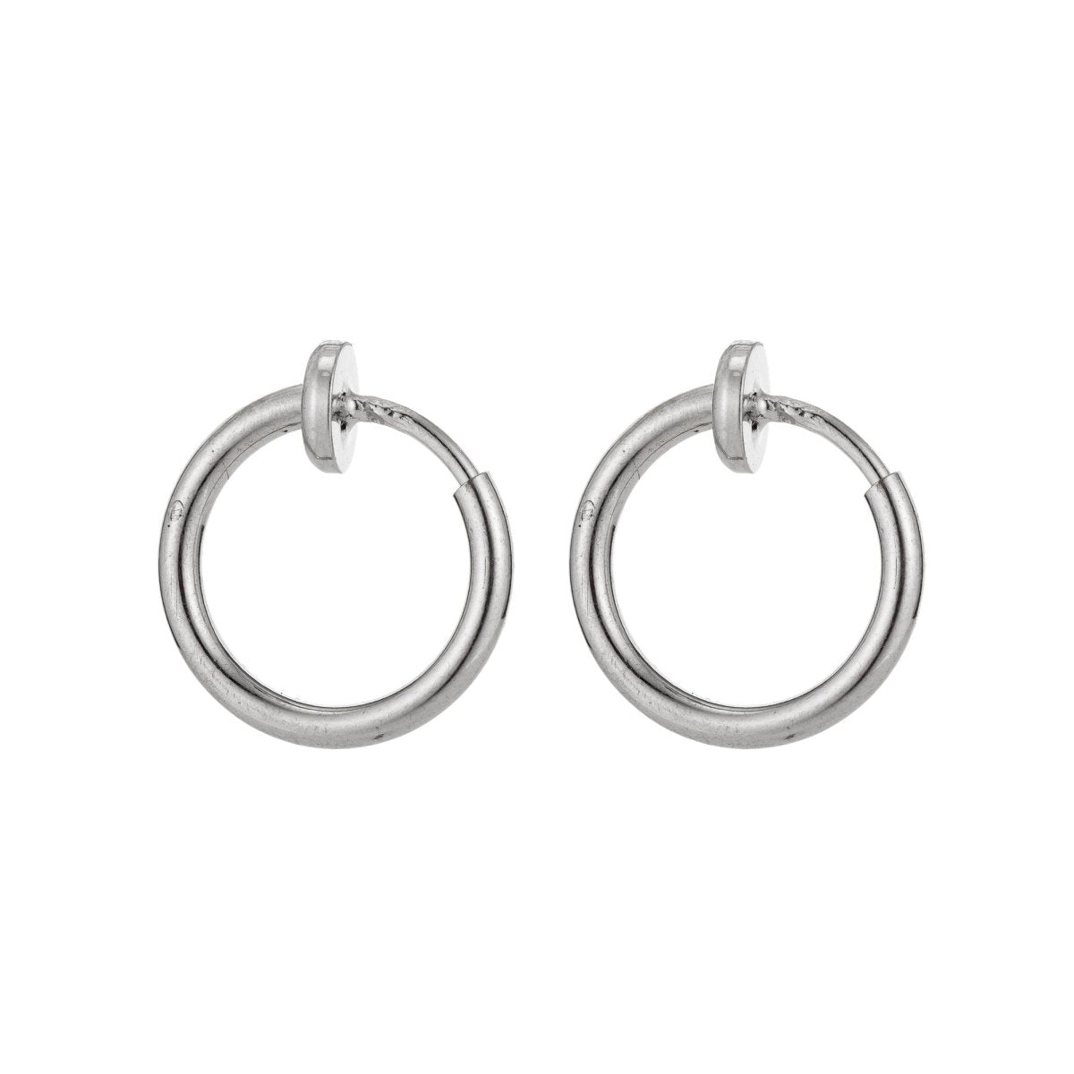 Clip On Earrings Gold Filled / White Gold Earring 12mm No Piercing Hoop Small Spring Clip on Earrings Ear Cuff One Touch open link L-508~L-511