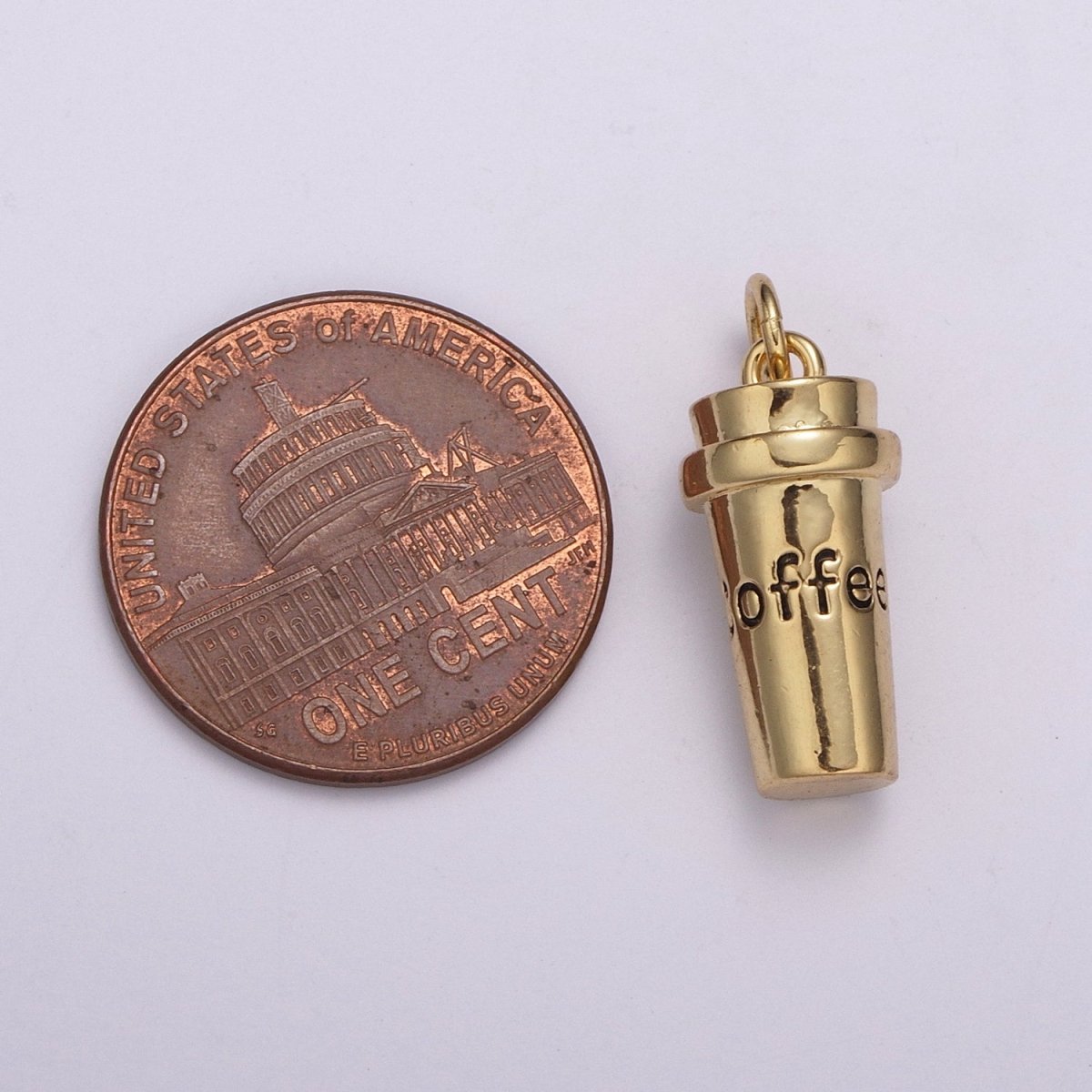 Coffee Tumbler Pendant 24K Gold Filled Cup Charm for Coffee Lover Gift M-823 M-824