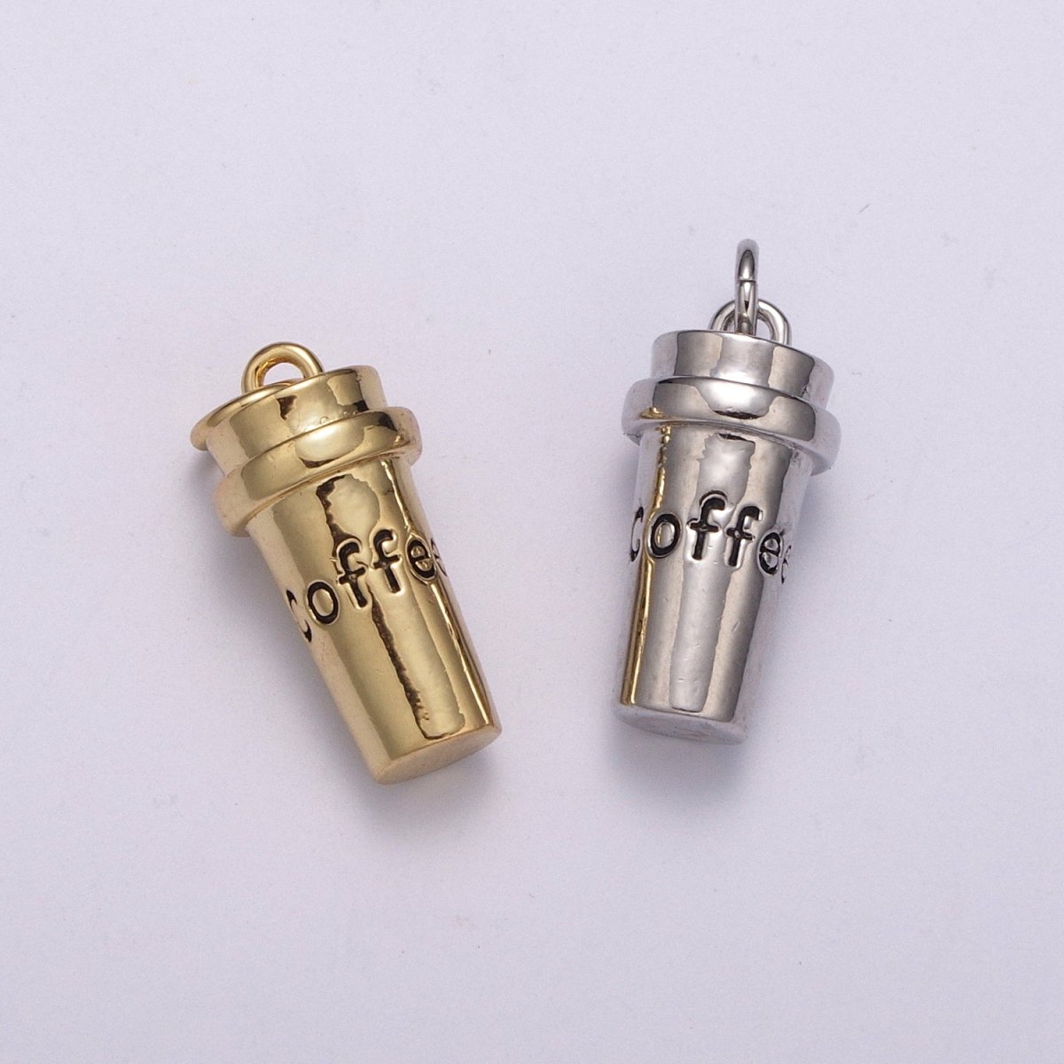 Coffee Tumbler Pendant 24K Gold Filled Cup Charm for Coffee Lover Gift M-823 M-824