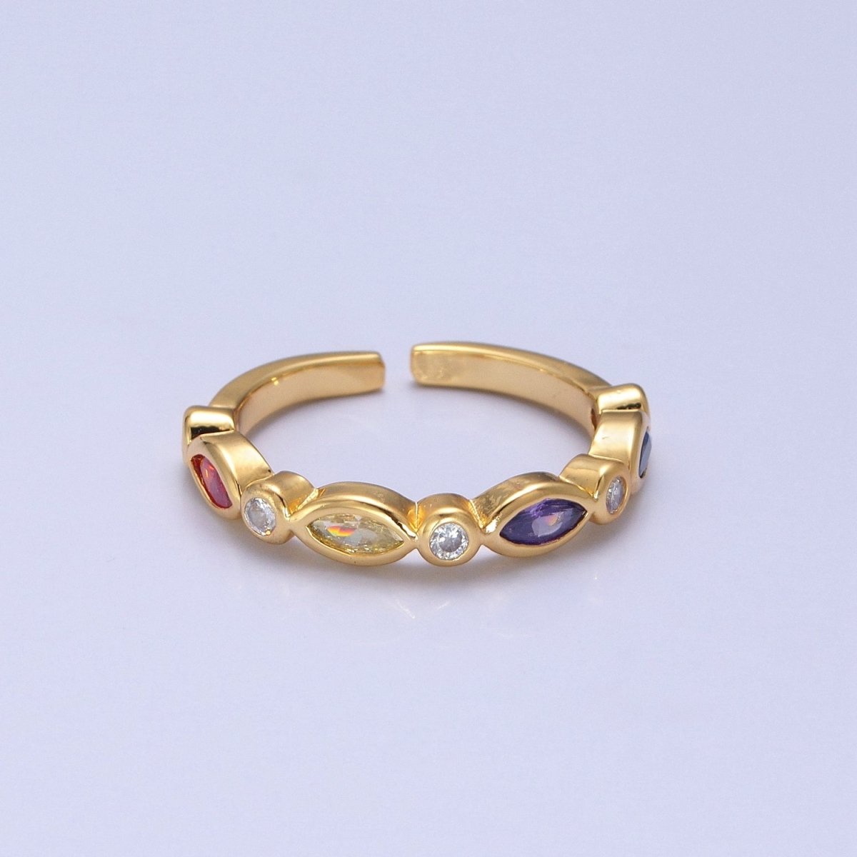 Colorful Cz ring, Gold Filled stacking ring Eye ring Thin CZ gold Ring Open Adjustable Ring O-2119