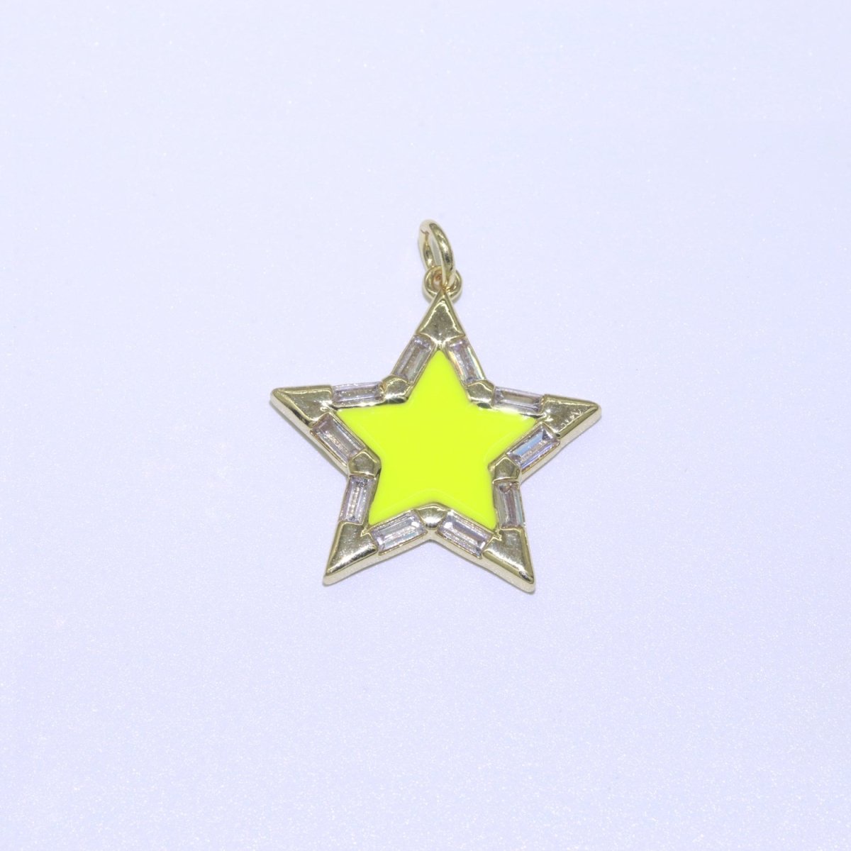 Colorful Enamel Star Charm Pendant, Red Yellow Pink Green Blue Enamel Cubic Pendant, 14K gold Filled Celestial Jewelry Making Supply M-325-M-335