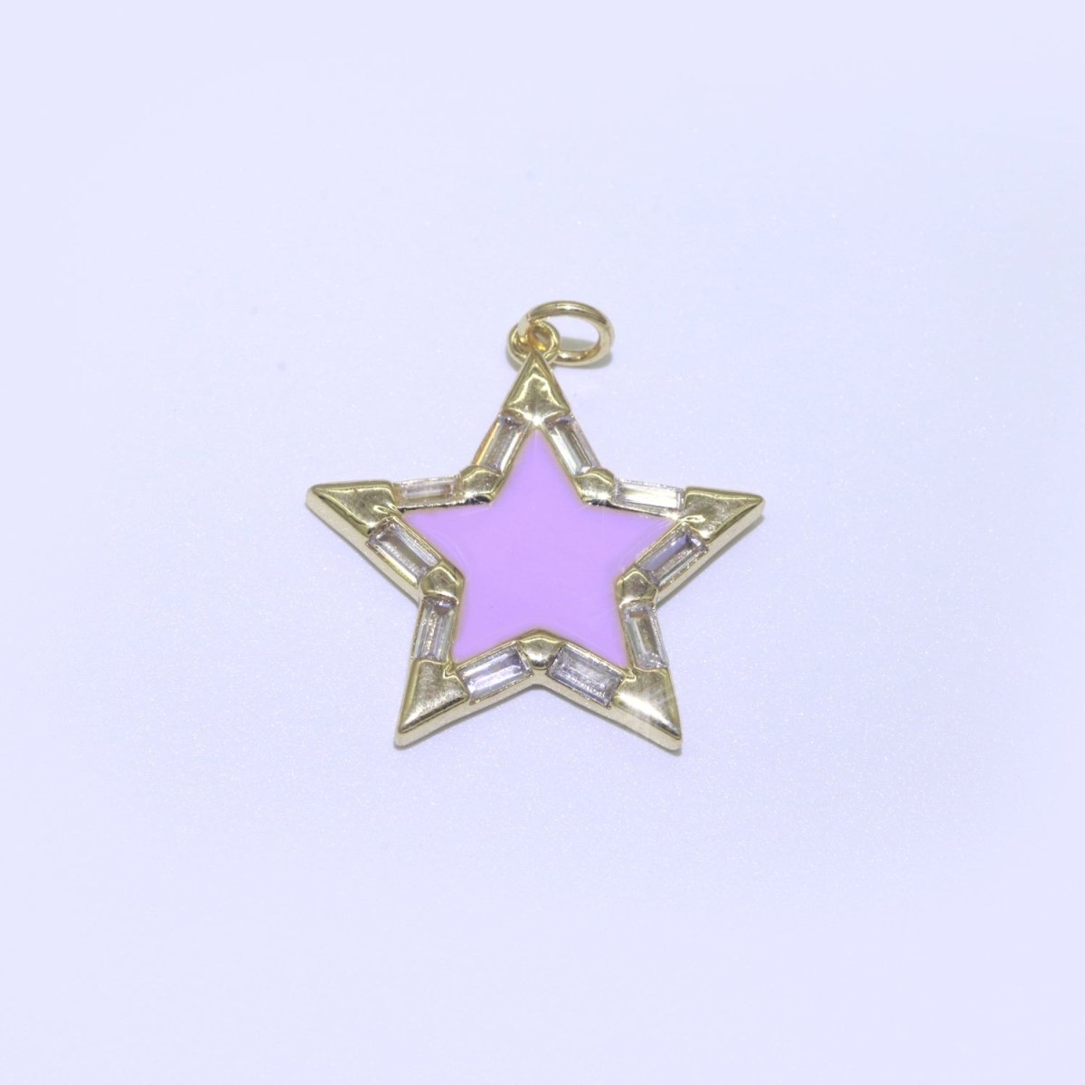 Colorful Enamel Star Charm Pendant, Red Yellow Pink Green Blue Enamel Cubic Pendant, 14K gold Filled Celestial Jewelry Making Supply M-325-M-335