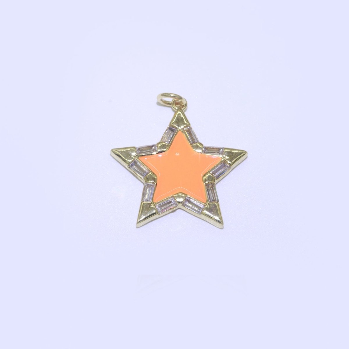 Colorful Enamel Star Charm Pendant, Red Yellow Pink Green Blue Enamel Cubic Pendant, 14K gold Filled Celestial Jewelry Making Supply M-325-M-335