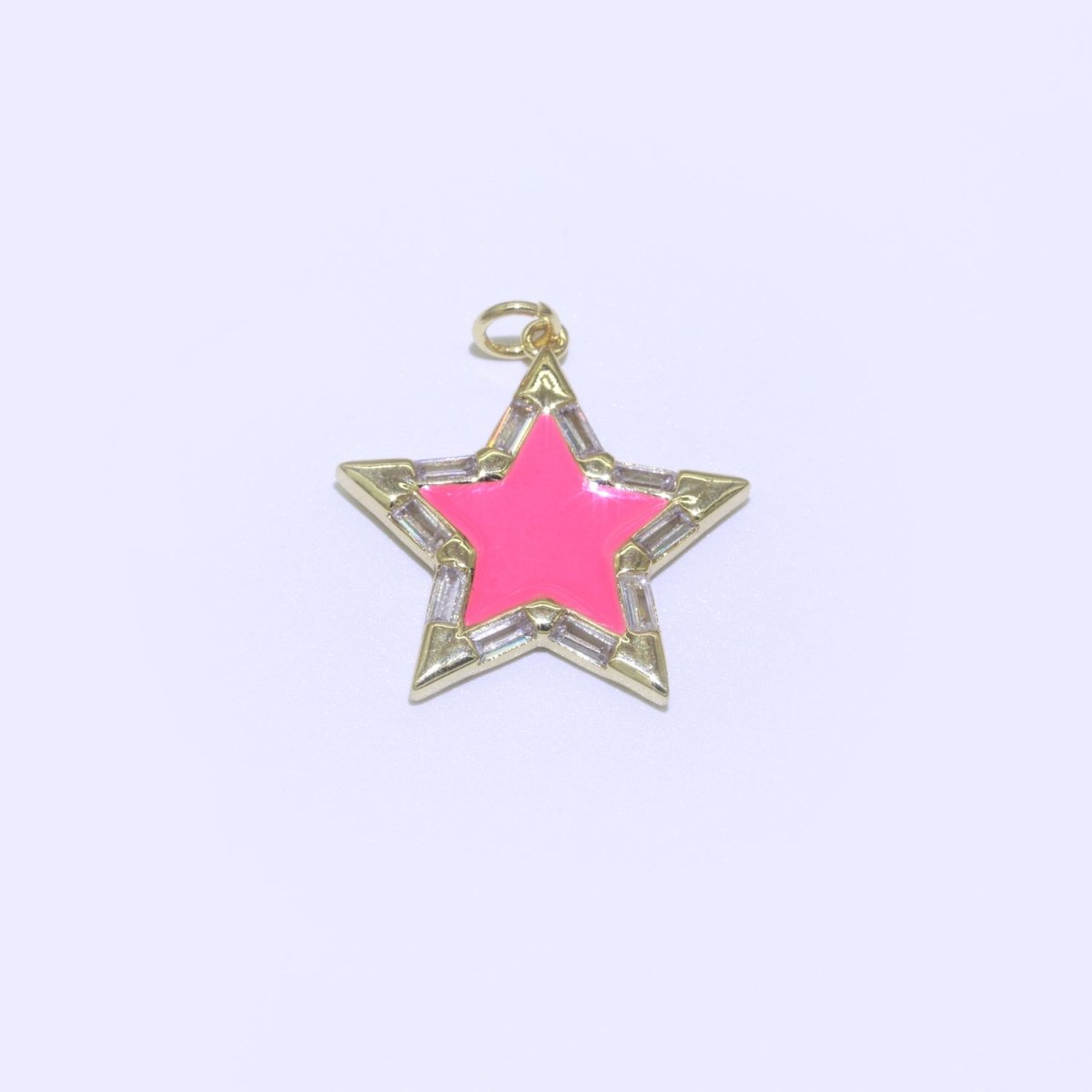 Colorful Enamel Star Charm Pendant, Red Yellow Pink Green Blue Enamel Cubic Pendant, 14K gold Filled Celestial Jewelry Making Supply M-325-M-335