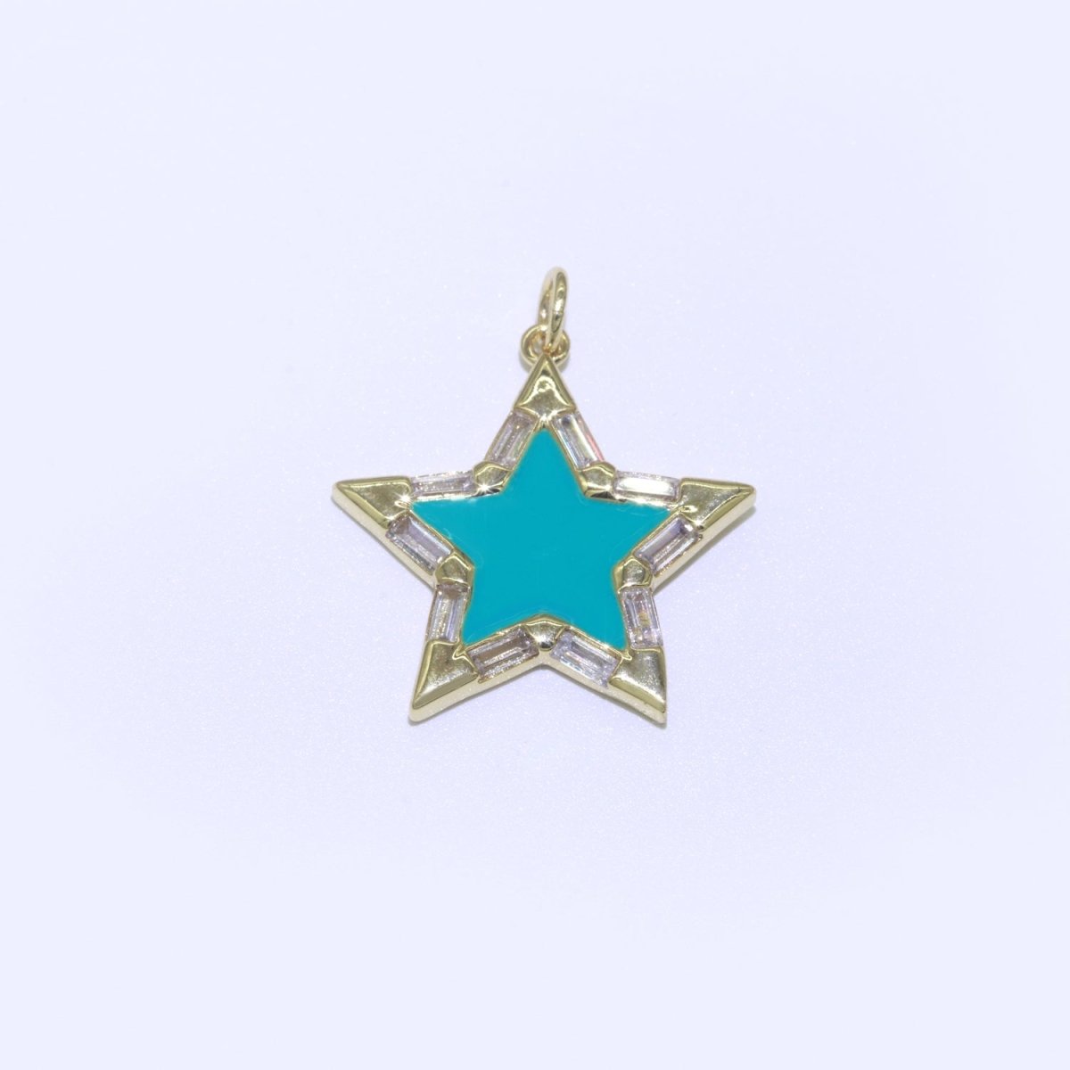 Colorful Enamel Star Charm Pendant, Red Yellow Pink Green Blue Enamel Cubic Pendant, 14K gold Filled Celestial Jewelry Making Supply M-325-M-335