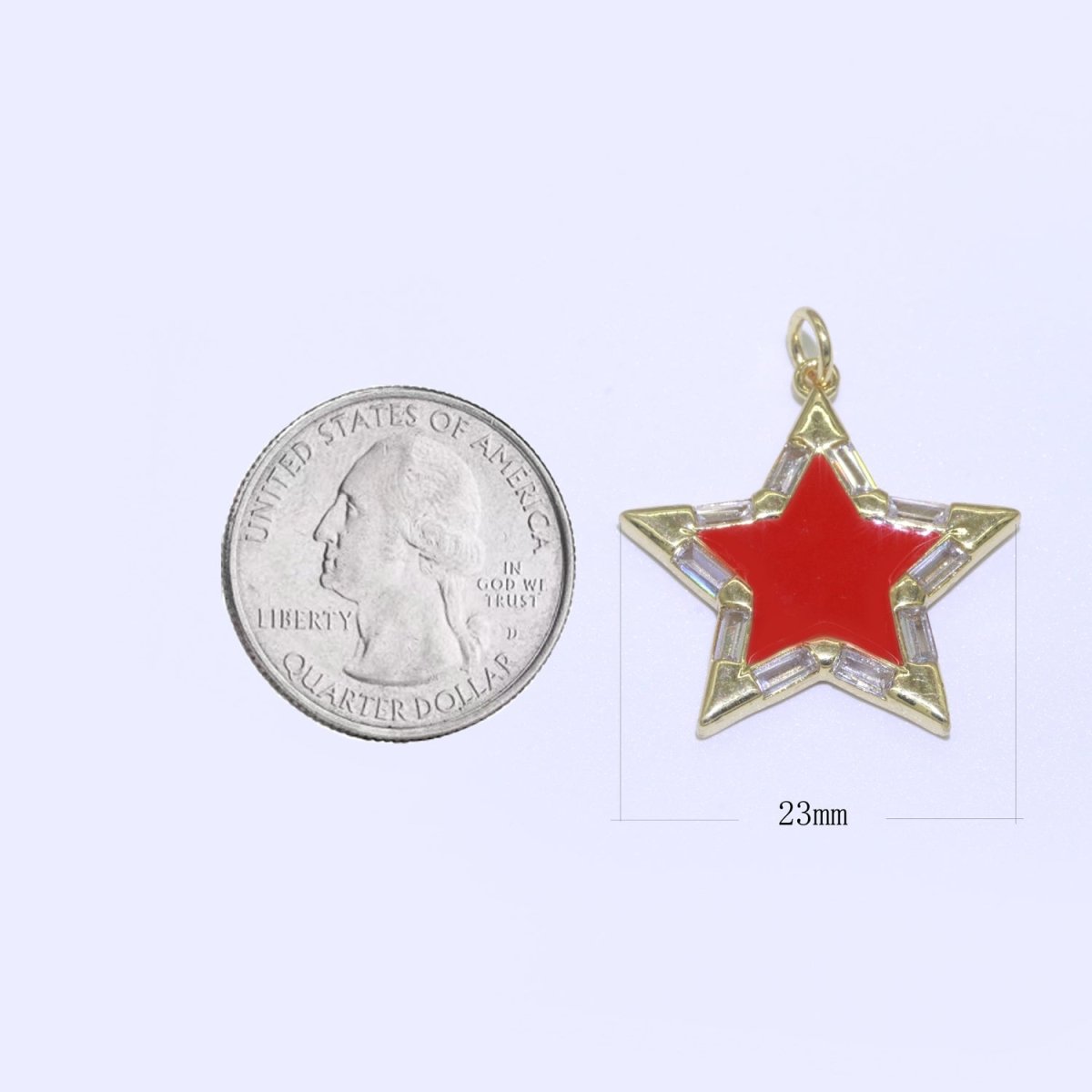 Colorful Enamel Star Charm Pendant, Red Yellow Pink Green Blue Enamel Cubic Pendant, 14K gold Filled Celestial Jewelry Making Supply M-325-M-335