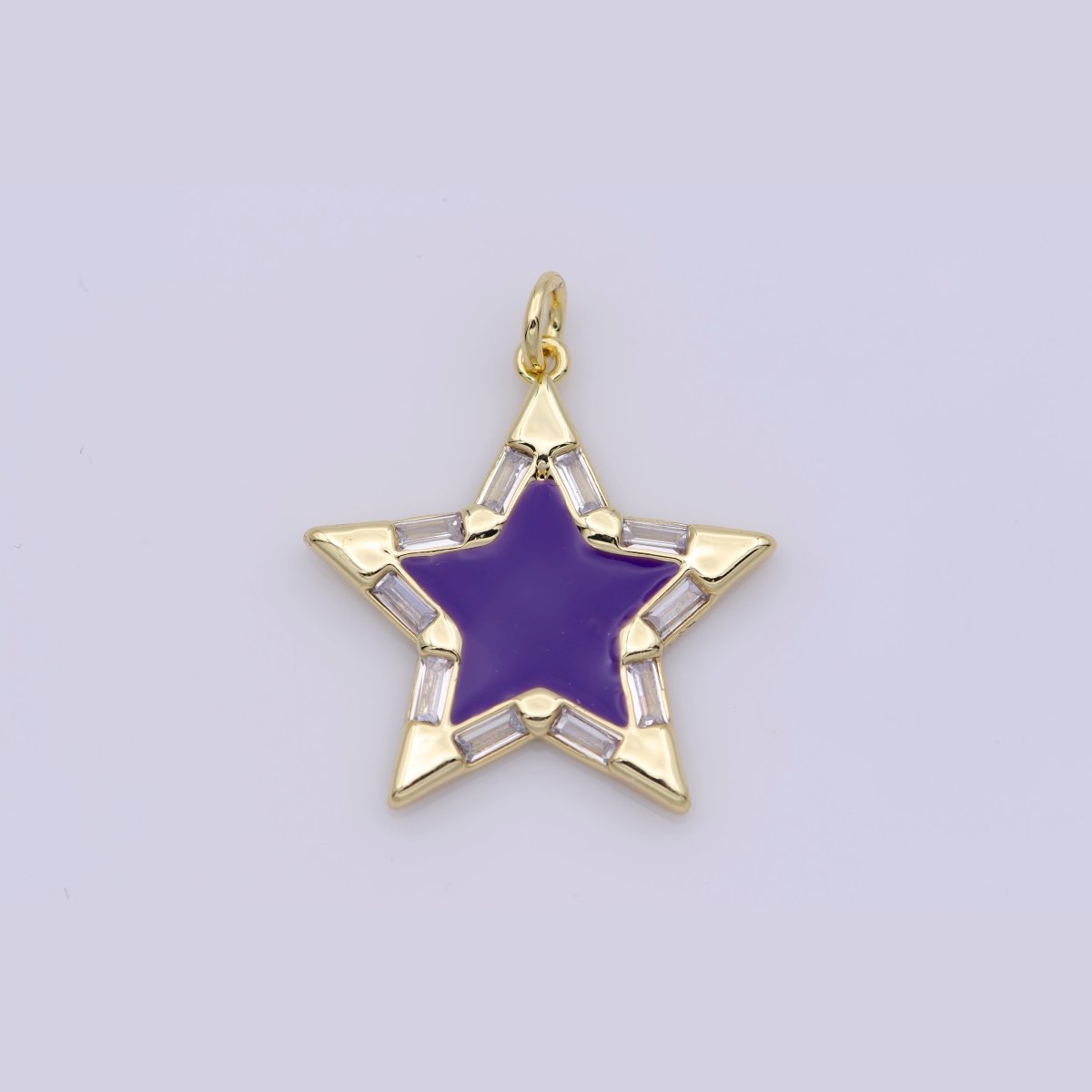 Colorful Enamel Star Charm Pendant, Red Yellow Pink Green Blue Enamel Cubic Pendant, 14K gold Filled Celestial Jewelry Making Supply M-325-M-335