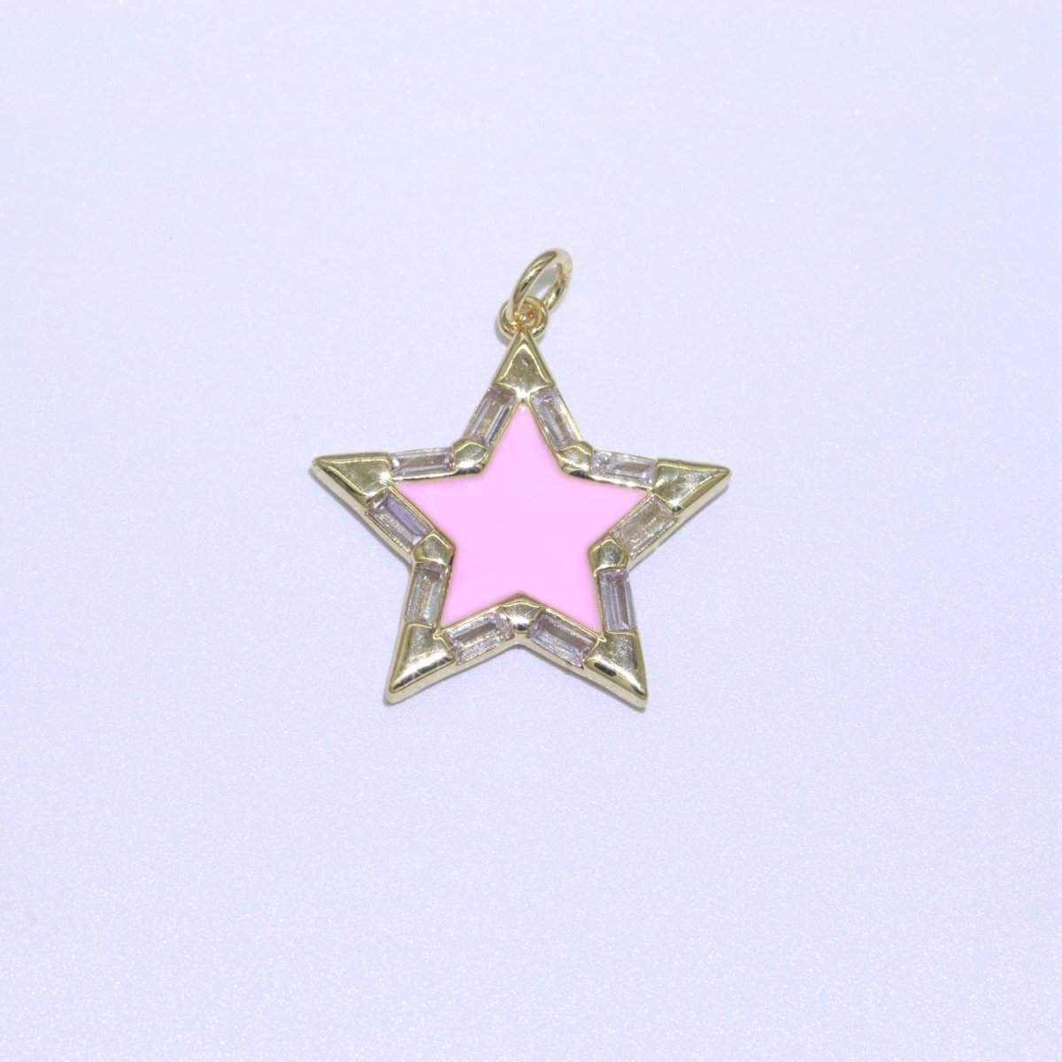 Colorful Enamel Star Charm Pendant, Red Yellow Pink Green Blue Enamel Cubic Pendant, 14K gold Filled Celestial Jewelry Making Supply M-325-M-335