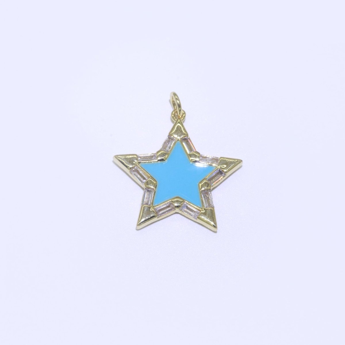 Colorful Enamel Star Charm Pendant, Red Yellow Pink Green Blue Enamel Cubic Pendant, 14K gold Filled Celestial Jewelry Making Supply M-325-M-335