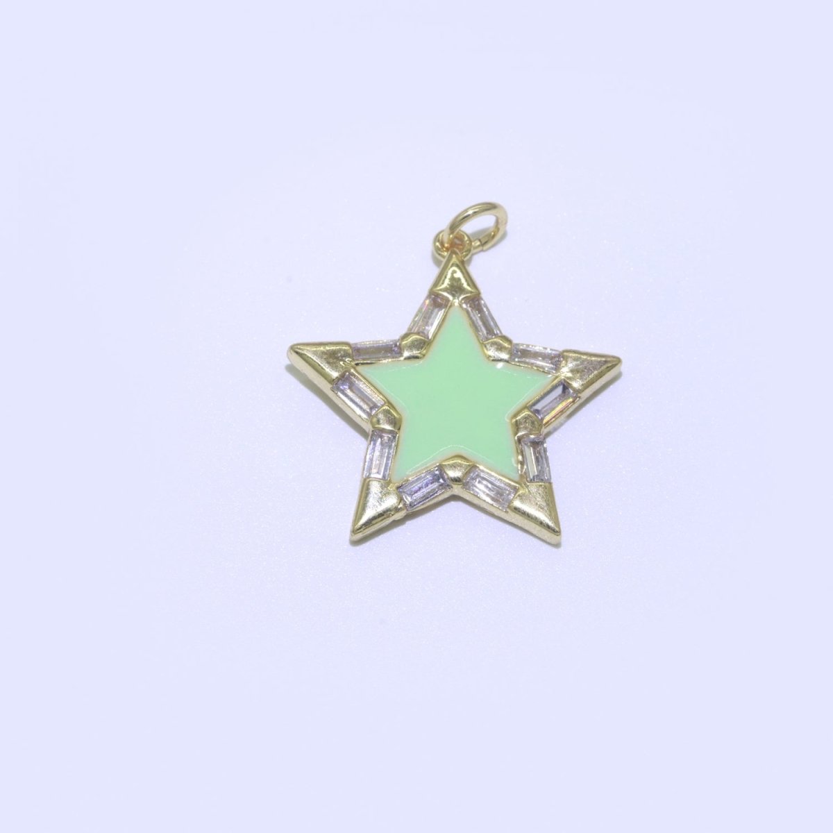 Colorful Enamel Star Charm Pendant, Red Yellow Pink Green Blue Enamel Cubic Pendant, 14K gold Filled Celestial Jewelry Making Supply M-325-M-335
