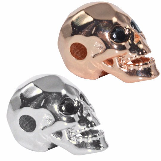 Copper Gold Filled Death Skull Head Design, Bead Making, Jewelry Bracelet Making Spacer Connector Charm for Halloween, Day of the Death, B-155