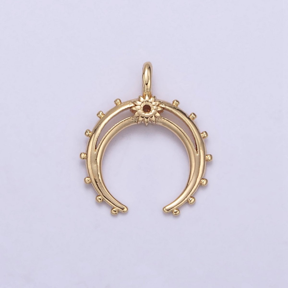 Crescent Moon Horn Charm 18k Gold Filled Upside Down Tusk Moon Pendant Bohemian Boho C Shape Curve H-551